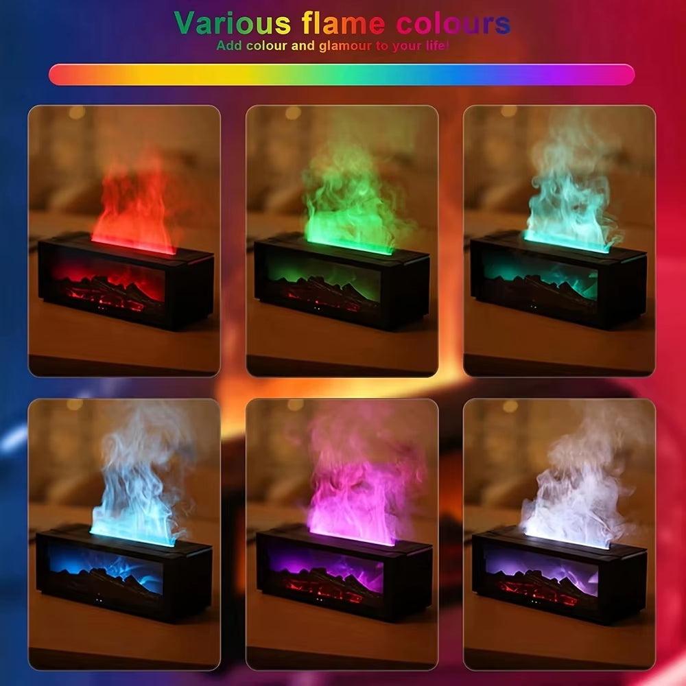 Eseential Oil Diffuser, Fireplace Flame Oil Diffuser - Aromatherapy Aroma Humidifier, Upgrade 7 Flame Colors Noiseless 280Ml